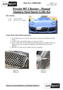 Porsche Boxster 987.1 Manual - Front Grille Set - Black finish (2005 - 2008)