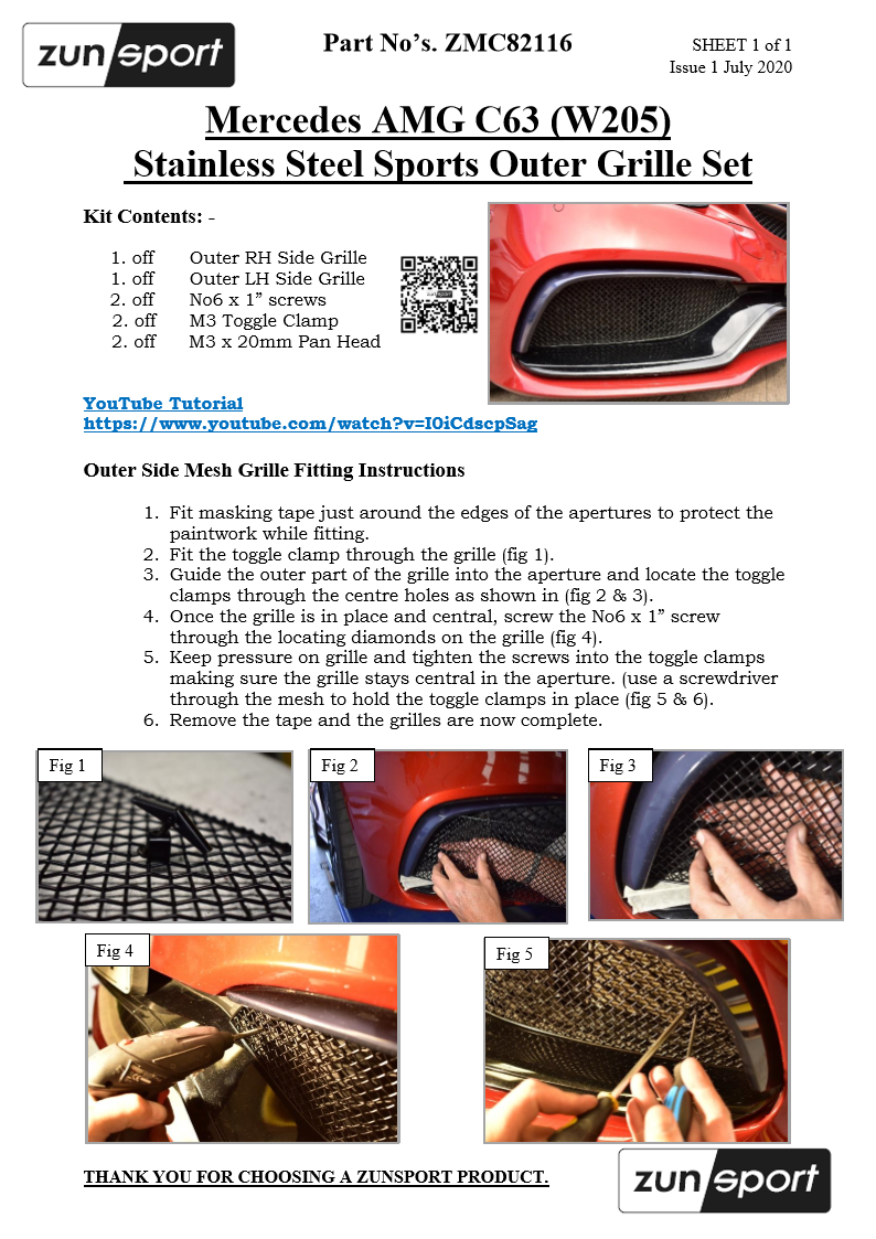 Porsche 992 Carrera (Sport Design Package) - Outer Grille Set - Black finish (2018 -)