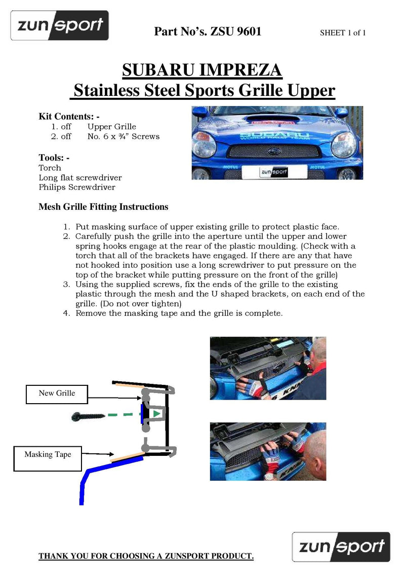 Subaru Impreza Bug Eye - Full Grille Set - Silver finish (2001 to 2002)