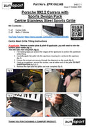 Zunsport Compatible with Porsche Carrera 992.2 Sports Design Pack with Front Driving Camera Centre Grille - (2024 -)