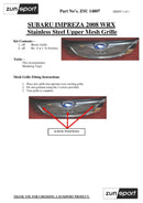 Subaru Impreza WRX 2008 MY- Top Grille - Black finish (2008 to 2010)