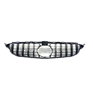 Mercedes C Class W205 AMG GT-R Panamericana Style Front Grille (Without Camera Hole) - Black / Chrome (2015 - 2018)