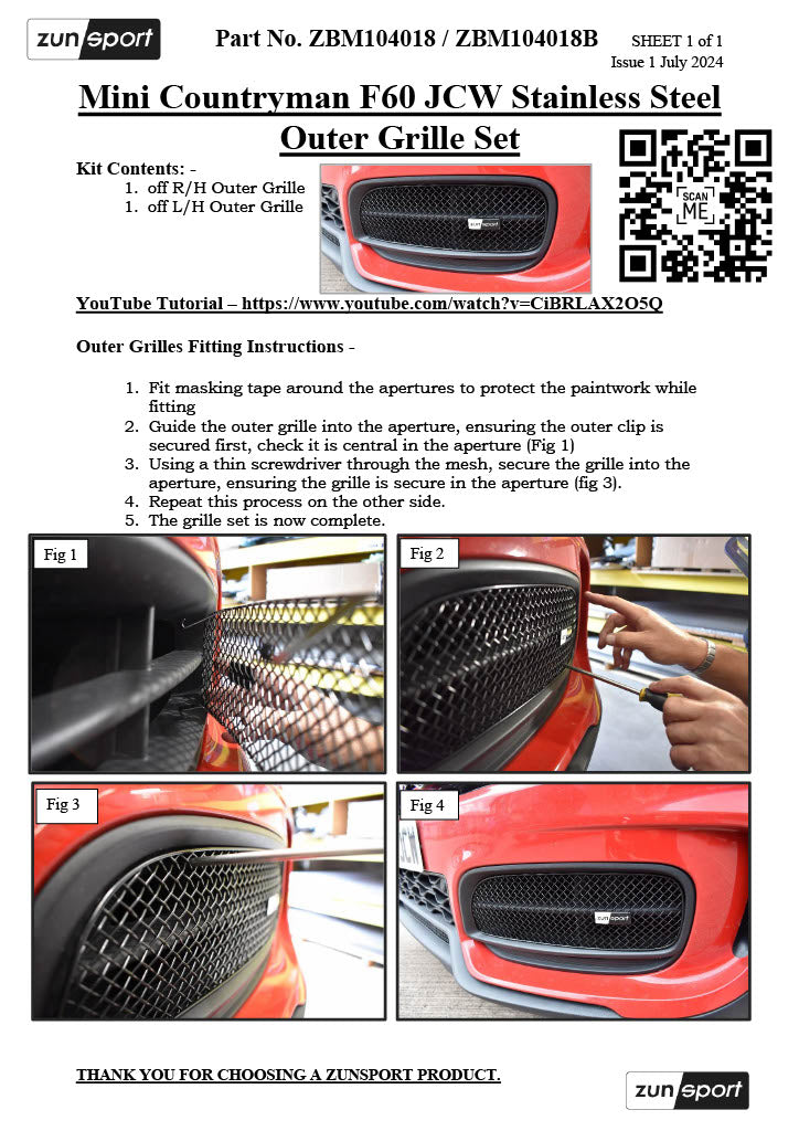 Mini Countryman F60 JCW - Front Grille Set (2018 - 2020)