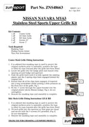 Nissan Navara Upper Grille Set - Black finish (63 onwards)