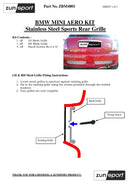 Mini Cooper R50 JCW &amp; R53 JCW - Rear Grille Set - Silver Finish (2000 to 2006)