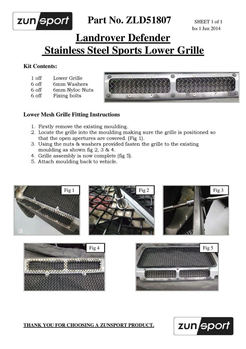 LandRover Defender Lower Grille Set - Black finish (2007 onwards)