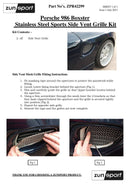 Porsche Boxster 986 - Side Vent Set - Black finish (1996 to 2004)