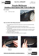 Porsche Boxster 986 - Side Vent Set - Black finish (1996 to 2004) Omi Grille