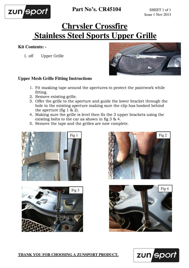 Chrysler Crossfire - Front Grille Set - Silver finish (2004 to 2008)