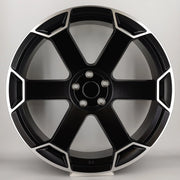21x9" Audi 2024 SQ8 Style alloy wheel in black machined, 5x112 - front face
