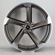 19x8.5" Audi 2021 Audi R8 V10 Style alloy wheel in satin graphite machined, 5x112 - front face