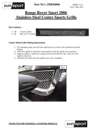 RangeRover Sport - Centre Grille - Silver finish (2006 to 2009)