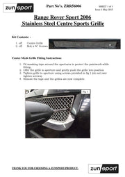 RangeRover Sport - Centre Grille - Silver finish (2006 to 2009) Omi Grille