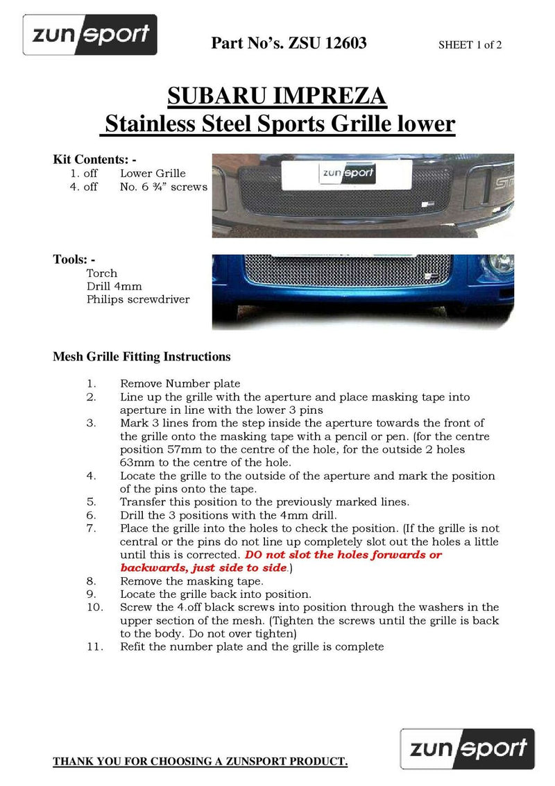 Subaru Blob Eye - Front Grille Set (with Full Span Lower Grille) - Silver finish (2003 - 2005)