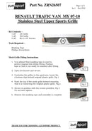 Renault Trafic - Top Grille Set - Black finish (2006 - 2014) Omi Grille