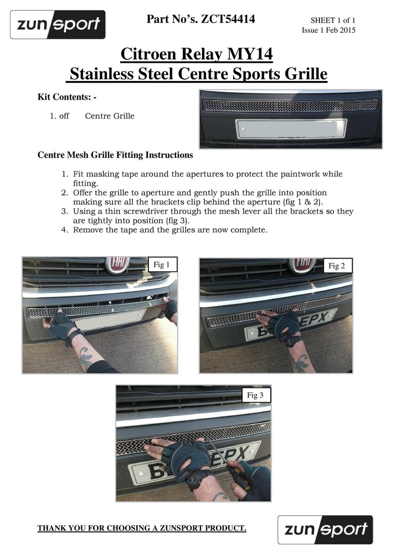 Fiat Ducato/Peugeot Boxer/Citroen Relay - Centre Grille - Black finish (2014 onwards)