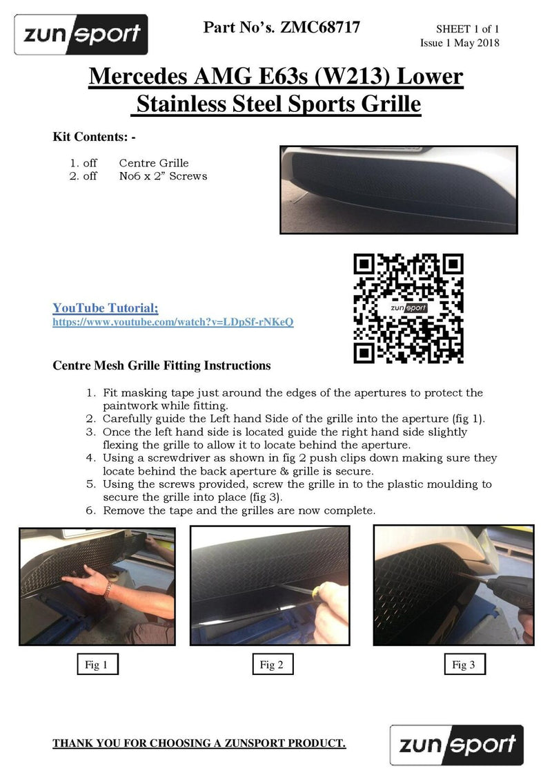 Mercedes AMG E63s (W213) - Front Grille Set - Black Finish (2017 - 2020)