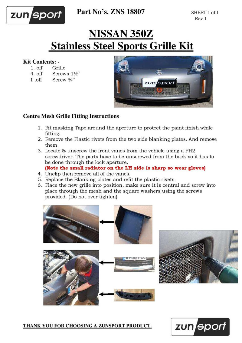 Nissan 350Z - Silver finish (2007 - 2009)