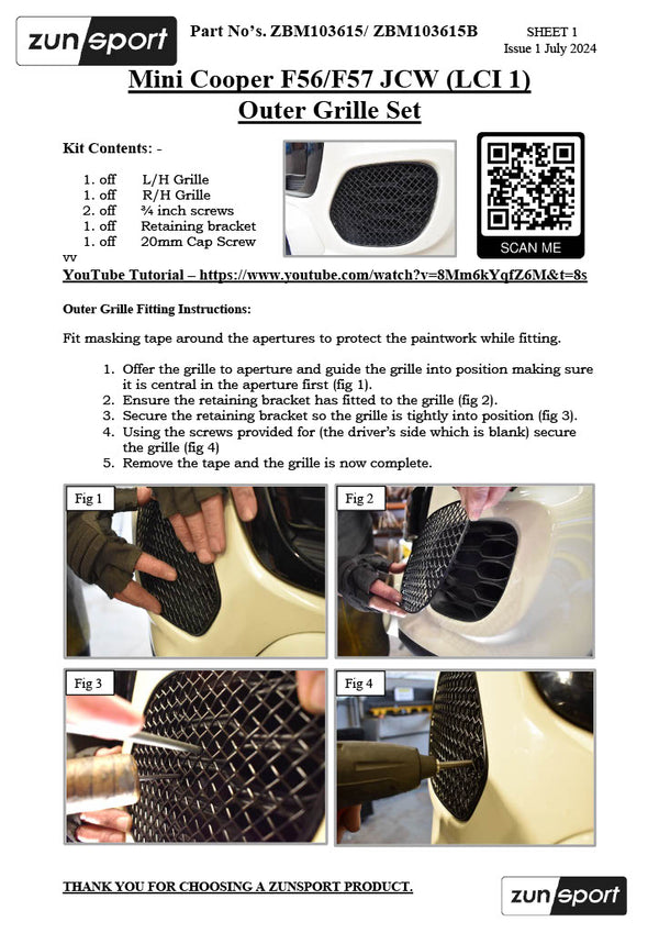 Mini Cooper F56 / F57 JCW (LCI 1) - Outer Grille Set (2015 - 2021)