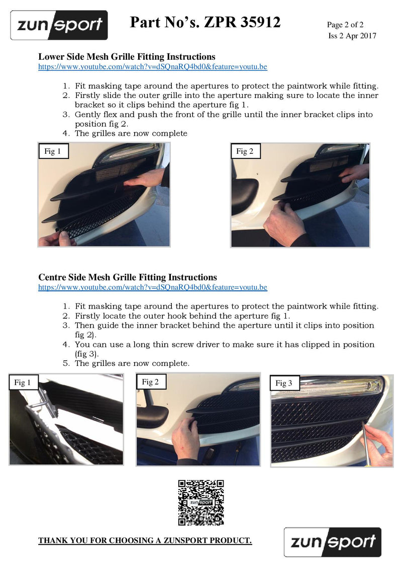 Porsche Boxster 981 - Front Grille Set (With Parking Sensors) - Black finish (2012 to 2016)