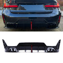 M Performance Style Rear Diffuser Quad Exit Gloss Black - BMW 3 Series G20 LCI 2022+ OMI ALLOY WHEELS