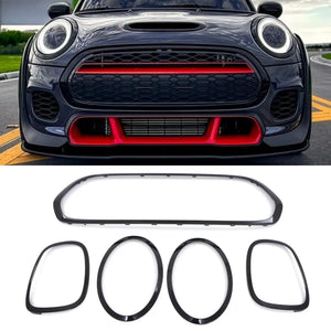 Front & Rear Grille Light Trim Kit Gloss Black - Mini Cooper F56 14-21