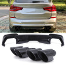 X3M Style Rear Diffuser Gloss Black & Tail Pipes – BMW X3 20i / 30i G01 Pre-LCI 17-21