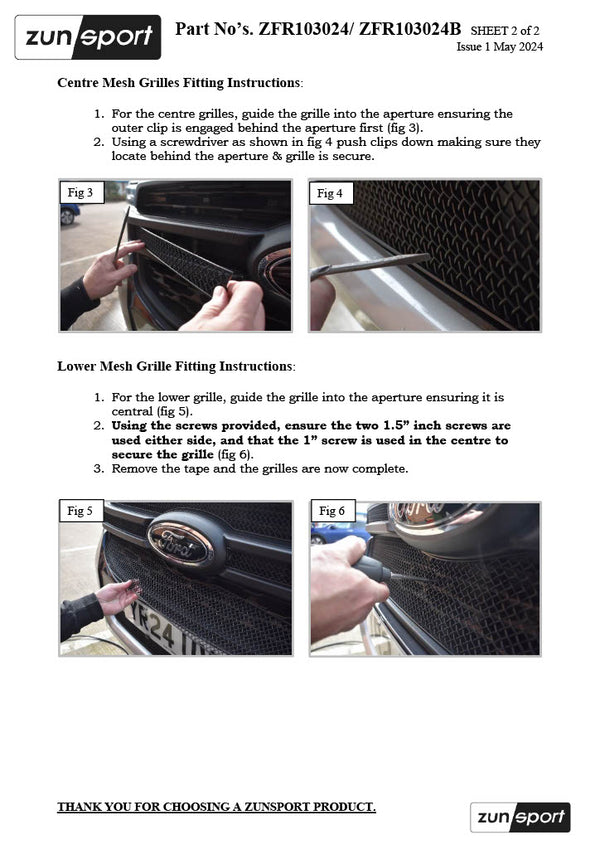 Ford Ranger Tremor P703 - Upper Grille Set (2023 to )