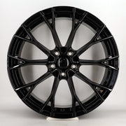 18x7.5" Volkswagen Golf R Warmenau Style alloy wheel in gloss black, 5x112 - front face
