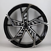 21x9" Audi ABT Style alloy wheel in black machined, 5x112 - front face