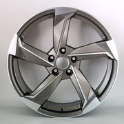 18x8" Audi Rotor Twist Style alloy wheel in gunmetal machined, 5x112 - front face