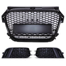 RS Style Front Grille & Fog Light Covers Gloss Black - Audi A1 8X 10-15
