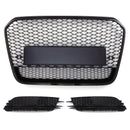 RS5 Style Badgeless Front Honeycomb Grille & Surrounds Black - Audi A6 C7 11-15