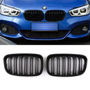 Double Bar Style Front Kidney Grille Gloss Black - BMW 1 Series F20 F21 11-15