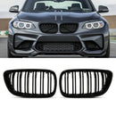 Twin Bar Style Kidney Grille Gloss Black - BMW 2 Series F22 F23 14-21