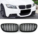 Double Bar Front Kidney Grille Gloss Black - BMW 3 Series E90 E91 LCI 09-12