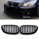 Twin Bar Front Kidney Grilles Gloss Black - BMW 5 Series E60 E61 04-10