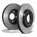 Front Drilled Grooved 256mm Brake Discs VW Fox Bora Audi A3 8L 1.6 1.8 1.9 TDI OMI ALLOY WHEELS