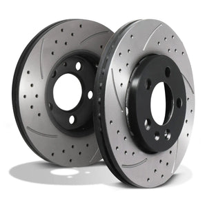 Front Drilled Grooved 256mm Brake Discs - Skoda Fabia Octavia 1.2 1.4 TDI 00+