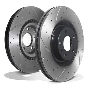 Front Drilled Grooved 345mm Brake Discs - Audi A4 S4 Quattro B6 B7 03-09