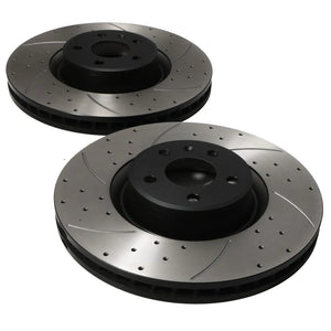Front Drilled Vented 356mm Brake Discs - Audi A6 C7 Allroad 3.0 TDI TFSI 12-18