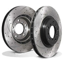 Front Drilled Grooved 325mm Brake Discs - BMW 3 Series E46 M3 3.2 00-06 OMI ALLOY WHEELS