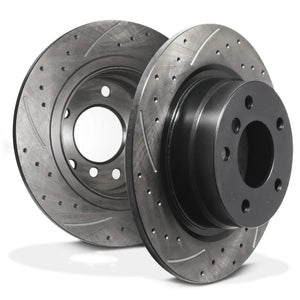 Rear Grooved Drilled 296mm Brake Discs - BMW 1 Series E81 E87 118I 120I 04-12