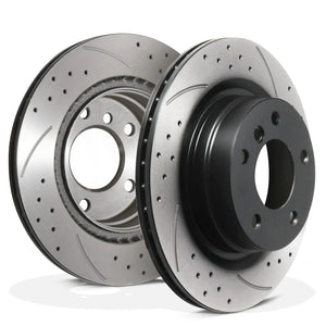 Rear Drilled Grooved 300mm Brake Discs - BMW F20 F21 120 120D 118D Cabriolet