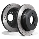 Rear Drilled Grooved 300mm Brake Discs - BMW 1 Series E81 E82 E87 120D 04-12 OMI ALLOY WHEELS