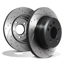 Rear Drilled Grooved 320mm Brake Discs - BMW X5 E70 07-13 OMI ALLOY WHEELS