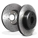Front Drilled Grooved 330mm Brake Discs - BMW 5 Series F10 F11 09-17 OMI ALLOY WHEELS