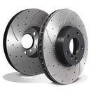 Front Drilled Grooved 332mm Brake Discs - BMW X5 E53 00-06 OMI ALLOY WHEELS