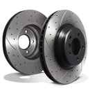 Front Drilled Grooved 348mm Brake Discs - BMW 3 Series E90 E91 E92 E93 330 335 06+ OMI ALLOY WHEELS
