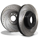 Front Drilled Grooved 348mm Brake Discs - BMW X5 E70 07-13 OMI ALLOY WHEELS